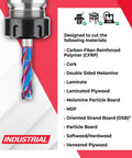 Spektra Heavy Duty Tool Life Solid Carbide CNC Compression Spiral Router Bit 3 Flute listed materials for cutting