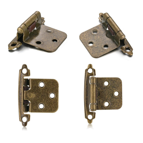 Antique Brass Cabinet Hinges Spice Up Your Kitchen Without Fuss, showcasing 1/2 inch overlay design in a set of 10.