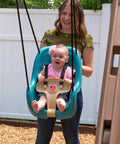 Infant To Toddler Outdoor Swing For Backyard Playset With Bucket Style Seat And Safe Harness, Weather Resistant Rope And Easy Buckle