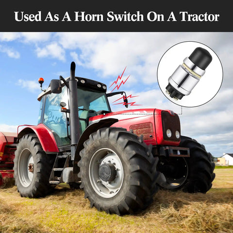 Push To Start Engine Button Momentary 12V 24V Waterproof Switch for Cars Boats Trucks Lawn Tractors Black 2 Pack on tractor