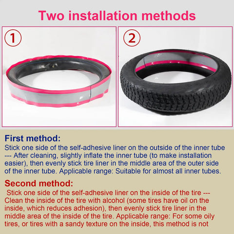 Self Adhesive Bike Tire Liner For Mountain And Road Bikes, Puncture Proof Inner Tube Shield, Two Installation Methods