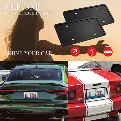 Silicone License Plate Frame Covers 2 Pack For Front And Rear Car Plates Black Rust Proof Rattle Proof Weather Proof Frame Holders