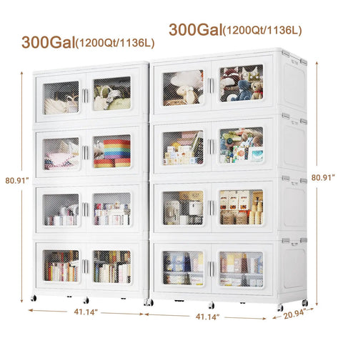 Solid Rugged Extra Large Rolling Storage Containers With Secure Snap On Lids And Heavy Duty Wheels Badass Collapsible Cabinet Drawers For Garage Organization Stackable Plastic Bin Set Of Eight In Crisp White
