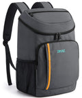 Dark gray Insulated Leakproof Cooler Backpack for Everyday Adventures, lightweight design, front pocket view.