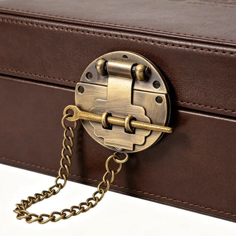 Retro Iron Alloy Hasp Latch Tower Buckle Chain Lock For Vintage Jewelry Chest Treasure Display Case Storage Security close-up
