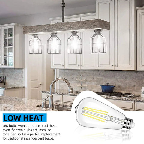 Vintage Style LED Edison Bulbs 12 Pack 7W 60W Equivalent 850 Lumens 5000K Daylight White E26 Base in kitchen lighting