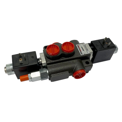 Built Tough Durable Cast Iron Monoblock Hydraulic Control Valve With 1 Spool 13 GPM Flow 3625 PSI SAE Ports 12V DC Solenoid Operated