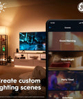 Living room lit with Cync A19 Smart LED Light Bulbs Soft White 60W Equivalent Bluetooth and WiFi Connected Dimmable Lighting