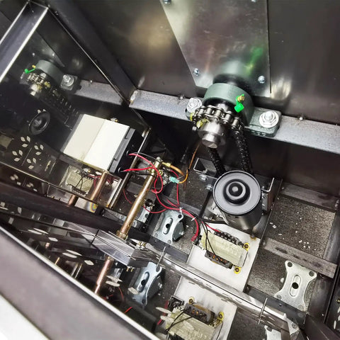 Inside view of the Heavy Duty Commercial Gas Coffee Roaster For Beans Nuts And Seeds Featuring Precise Temperature Control and Automatic Cycling.