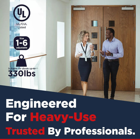 Image of two professionals walking near Heavy Duty Commercial Door Closer With Ada Grade One Certified Automatic Self Closing Design.