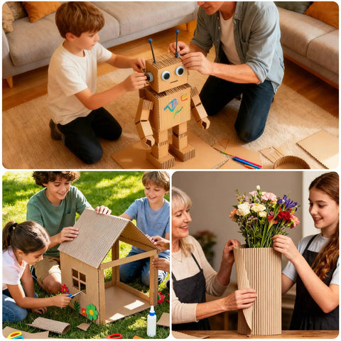Beefy 17 Inch Wide Corrugated Cardboard Roll, 235 Inch Long, B-Flute for DIY robot, house, and flower vase projects