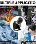 USB Camera With 120fps High Speed 4K 12MP Golf Swing Camera 3X Manual Optical Zoom Lens shown in various applications like industrial inspection and scientific research.