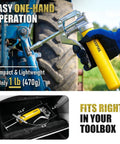 Mini Grease Gun Kit With 4500 PSI Power in use on machinery, showcasing lightweight one-hand operation and compact size for toolbox fit.