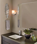 Modern bathroom with 90 Degree Dual Mount 1 Light Chrome Bathroom Vanity Light With Frosted Glass Shade, up lighting style.