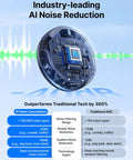 Circuit board showcasing AI noise cancellation technology in Wireless Lavalier Microphone System With AI Noise Cancellation For iPhone Android Cameras PC And Tablets 48kHz 24Bit Studio Sound App Control 984ft Range 30H Battery With Charging Case Perfect For Vlogging And Interviews.