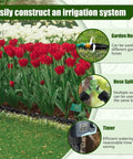 Heavy Duty Double Layer Soaker Hose For Drip Irrigation That Saves 80 Percent Water, installed in garden with flowers