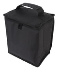 Rugged Camping Fuel Cylinder Carrier Bag For Gas Tanks And Gear, shown in compact black with waterproof Oxford cloth exterior.