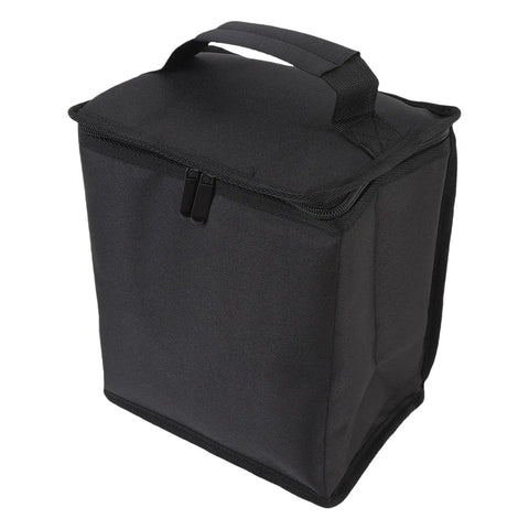 Rugged Camping Fuel Cylinder Carrier Bag For Gas Tanks And Gear, shown in compact black with waterproof Oxford cloth exterior.