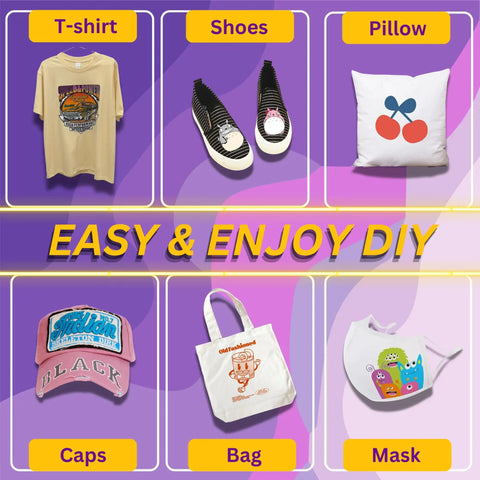 DTF Transfer Film 13 X 19 Inches A3 Plus 100 Sheets Double Sided Matte PET Heat Transfer Paper For All Tees And Dark Fabrics Vibrant Colors Easy Peel Hot Or Cold applications on DIY projects like T-shirt, shoes, pillow, caps, bag, mask.