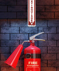 Go-To Durable Aluminum Fire Extinguisher Sign With Bold Red Fire Extinguisher Text And Downward Arrow 18 Inch Long By 4 Inch High Reflective White Background
