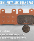 Semi Metallic Brake Pads For Ridstar Q20 Pro And H26 Pro Ebikes Compatible With XD KLBS DOT4 Hydraulic Brakes Partial Batch Fit. Image shows detailed texture of brake pads emphasizing heat dissipation and noise reduction features.