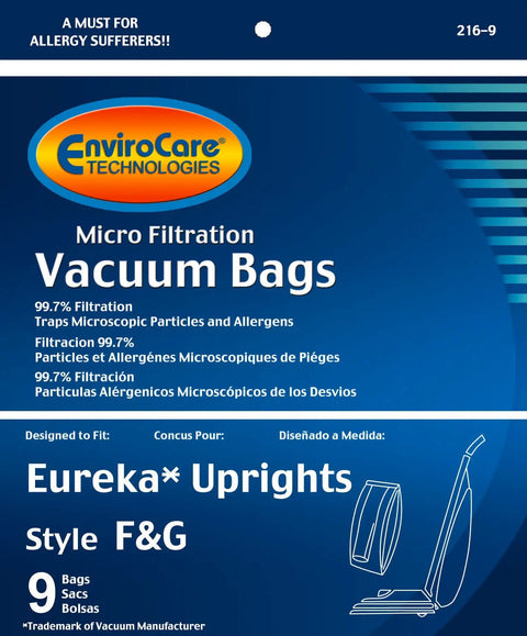 Drop In Replacement Micro Filtration Vacuum Bags For Eureka Type F And G packaging with 9 bags