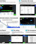 Software interface showing settings for All In One Handheld OTDR Fiber Optic Tester for field techs, including setup and analysis options.
