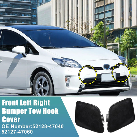 Toyota Prius V 2015 2017 Front Bumper Tow Hook Cover Pair Left Right Eye Cap Black OE Replacement 52128-47040 52127-47060 on car