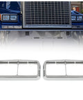 Pair Headlight Bezel With Visor For 4x6 Dual Rectangular Headlamps Fits Kenworth T400 T600 T800 W900B Chrome ABS