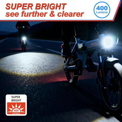 Ultra Bright Ebike Front Light With 4 LED 400 Lumens 24V 36V 48V Compatible Waterproof 2 Pin Connector Night Riding Ready Front Headlight For Mountain Road And City Commuting High Visibility Bike Safety Light
