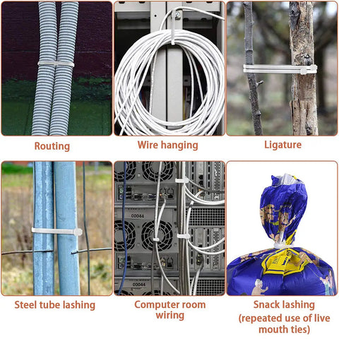 Image showing Heavy Duty Nylon Zip Ties 24 Inch Self Locking Wire Ties 30 Pack White used for various lashing and cable management tasks.