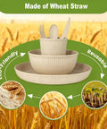 36 Piece Reusable Wheat Straw Dinnerware Set For Six With Plates, Bowls, Cups, And Utensils, Eco-Friendly Background