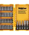 DEWALT 100-piece impact driver and drill bit set in yellow ToughCase