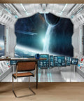 3D Spaceship Peel and Stick Wall Murals for Kids Room Large 141.7 by 98.4 Inches Self Adhesive Vinyl Space Poster Universe Galaxy Theme