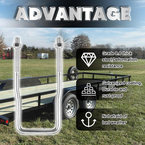 U-Bolt Spare Tire Carrier Holder Bracket For Trailer Side Mount Fits 4 Or 5 Lug Wheels Up To 15 Inch Tires Zinc Plated 8.8 Grade Steel