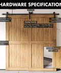 Black Rustic Single Track Bypass Sliding Barn Door Hardware Kit For Two Doors 14 Foot Flat Track With Straight Rollers