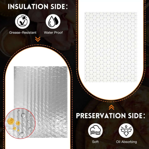 Pre Cut Insulated Foil Sandwich Wrap Sheets Grease Resistant For Hot Food 10.5 By 14 Inches 100 Pack Quick Use Insulation Features