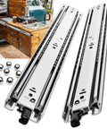 12-Inch Drawer Slides With Lock, Silver Finish, Heavy-Duty Steel Rails For Smooth, Quiet Full-Extension Opens, Easy Install, Ideal For Kitchen Cabinets, Tool Chests, Desks, And DIY Upgrades on drawer rails
