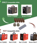 Plasma Cutter Consumables Kit For Brown Color LT5000D And Brown Color CT520D, 77 Pieces Including 35 Nozzles, 35 Electrodes, And 7 Cups, Replacement Set For Brown Models Only, Not Compatible With Red Color LT5000D Or CT520D compatibility chart
