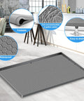 Under Sink Mat 34 Inch By 22 Inch By 0.67 Inch Silicone Cabinet Protector For Kitchen And Bathroom, Waterproof, in dark gray