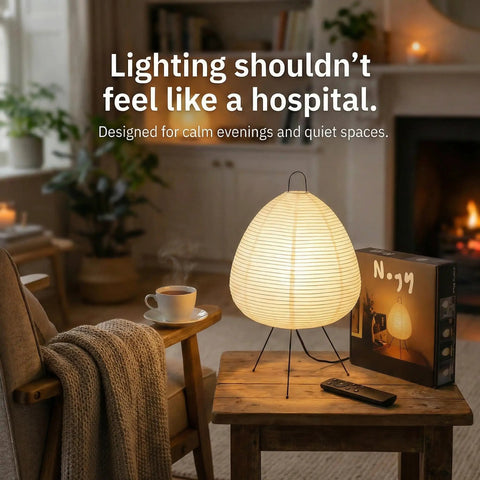 Noguchi Inspired Rice Paper Lamp Dimmable Japanese Paper Lantern For Cozy Japandi Vibe With Soothing Ambient Glow Washi Shade And Handcrafted Craftsmanship Perfect For Living Room Or Bedroom