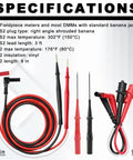 Deluxe Silicone Test Lead Kit for HVACR Multimeters With Alligator Clip Extensions and Molex Probes, 36in and 9in lengths