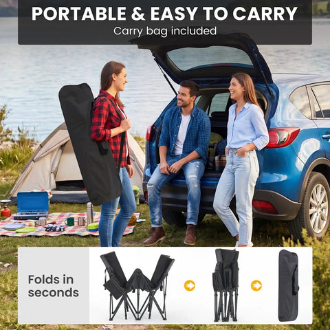 People with Oversized XXL Folding Camping Cot With Carry Bag at campsite