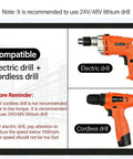Image showing compatibility of the extended spiral auger drill bit for planting with electric and cordless drills.
