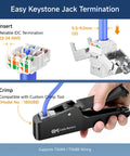 UL Listed Shielded Cat 8 RJ45 Keystone Jack crimp tool and IDC termination for 5-pack supports 22-24 AWG with easy cable insertion