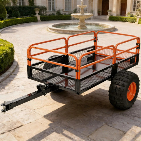 Heavy Duty Utility Trailer With 1500 Lb Load Capacity For Farm Hauling Lawn Mower And ATV UTV Towing Built From Solid Steel