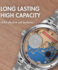 Close-up of LR44 battery inside a watch, part of the 10 Pack Of Lr44 Button Cell Batteries 1.5 Volt Ag13 Equivalents For Watches Laser Pointers And Small Electronics That Bring Dope Runtime To Your Everyday Carry Gadgets Today.