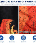 Fabric close-up of Orange Mens Swim Trunks No Lining Beach Shorts With Two Zip Pockets Quick Dry Fabric Drift Surf Vibe Plantain Leaves Pattern