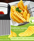 FANTEXY stainless steel crinkle cutter with black handle; wavy blade for potatoes and veggies
