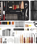 85 Piece Leather Tooling Kit with Custom Storage Bag for Leather Crafting Stamping Carving Cutting and Punching Tools Set